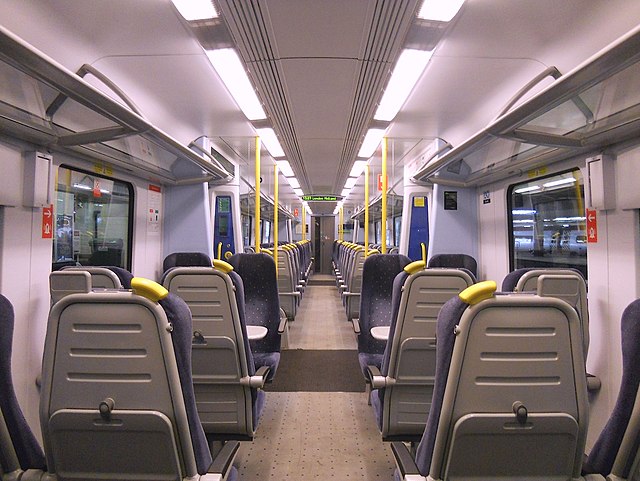 The neutral colour scheme interior of the Class 350/1