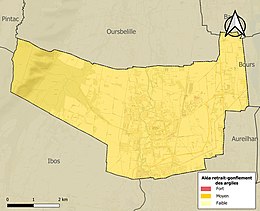 Carte des zones d'aléa retrait-gonflement des sols argileux de Bordères-sur-l'Échez.