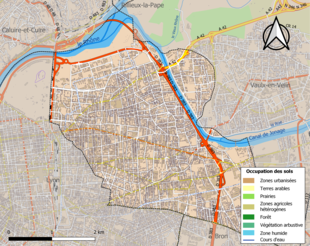 Kolorowa mapa przedstawiająca użytkowanie gruntów.