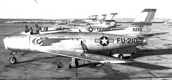 71st Fighter-Interceptor Squadron North American F-86A Sabres attached to EADF, 1950. Aircraft identified: North American F-86A-5-NA Sabre 48-210 Nort