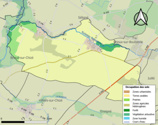 Barevná mapa znázorňující využití půdy.