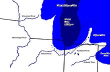 Michigan ice lobe at the Valparaiso Moraine location during the Pleistocene Ice Age[4]