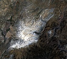 Echtfarbsatellitenbild der Aladağlar (Landsat)