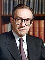 Alan Greenspan, Amerikaanse econoom en ambtenaar;  voormalig oud-voorzitter van de Federal Reserve;  Achtersteven '48, '50, '77