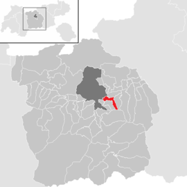 Poloha obce Aldrans v okrese Innsbruck-vidiek (klikacia mapa)