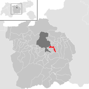 Locatie van de gemeente Aldrans in het district Innsbruck-Land (klikbare kaart)