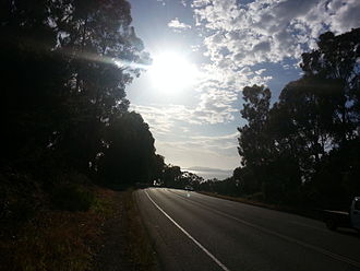 Algona Road, Tasmania, looking south towards Blackmans Bay, early December morning 2014 Algona Road, Tasmania.jpg