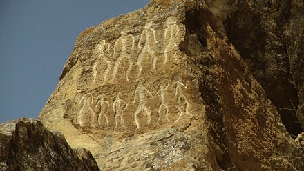 Petroglyphs in Gobustan National Park dating back to the 10th millennium BC indicating a thriving culture.