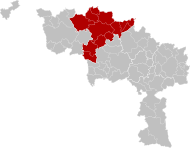 Pozicija arondismana na karti Provincije Hainaut