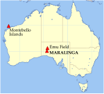 Locations of nuclear test sites in Australia.