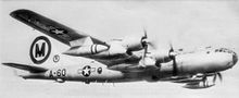 Boeing B-50 Superfortress (49-2600 of the 93d Bombardment Group at RAF St Eval in 1950 B-50-93dbg-1950.jpg