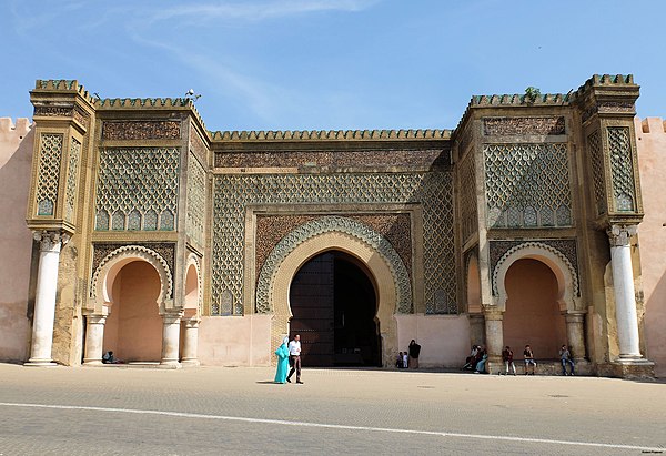 Bab Mansour, the monumental entrance to Mawlay Ismail's imperial palaces in Meknes, finished in 1732