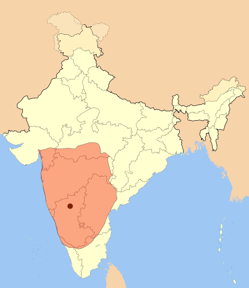 Extent of Badami Chalukya Empire, 636 CE, 740 CE.[3]