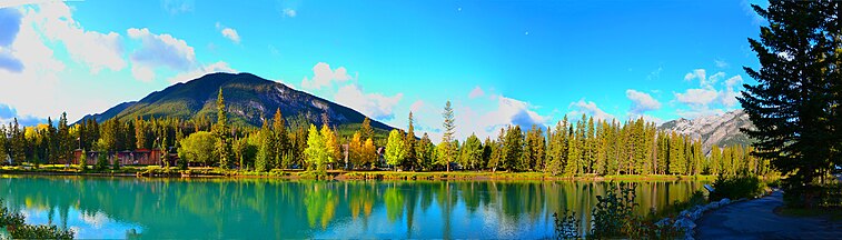 Summer in Banff overlooking the Bow river.