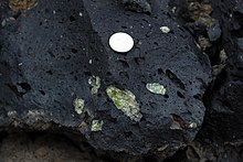 Basaltic lava with olivine, Lanzarote, June 2013.jpg