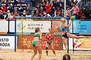 Deutsch: Beachhandball Europameisterschaften 2019 (Beach handball Euro); Tag 6: 7. Juli 2019 – Frauenfinale, Dänemark-Ungarn 2:0 (18:12, 23:22) English: Beach handball Euro; Day 6: 7 July 2019 – Women's Final – Denmark-Hungary 2:0 (18:12, 23:22)