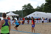 Deutsch: Beachhandball Europameisterschaften 2019 (Beach handball Euro); Tag 3: 4. Juli 2019 – Männer, Hauptrunde Gruppe I, Dänemark-Spanien 2:0 (23:20, 29:22) English: Beach handball Euro; Day 3: 4 July 2019 – Men Main Round Group I – Denmark-Spain 2:0 (23:20, 29:22)