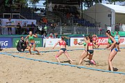 Deutsch: Beachhandball Europameisterschaften 2019 (Beach handball Euro); Tag 2: 3. Juli 2019 – Frauen, Vorrunde Gruppe D, Ukraine-Deutschland 2:0 (23:22, 32:24) English: Beach handball Euro; Day 2: 3 July 2019 – Women Preliminary Round Group D – Ukraine-Germany 2:0 (23:22, 32:24)