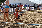 Deutsch: Beachhandball Europameisterschaften 2019 (Beach handball Euro); Tag 4: 5. Juli 2019 – Frauen, Viertelfinale, Dänemark-Norwegen 2:1 (11:9, 16:19, 7:6) English: Beach handball Euro; Day 4: 5 July 2019 – Quarter Final Women – Denmark-Norway 2:1 (11:9, 16:19, 7:6)