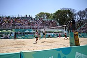 Deutsch: Beachvolleyball bei den Olympischen Jugendspielen 2018; Tag 11, 17. Oktober 2018; Jungen, Spiel um Platz 3 – Argentinien-Ungarn 2:0 (21–15/21–15) English: Beach volleyball at the 2018 Summer Youth Olympics at 17 October 2018 – Bronze Medal Match – Argentina-Hungary 2:0 (21–15/21–15)