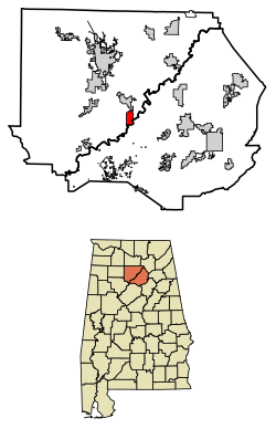 Umístění Garden City v Blount County a Cullman County v Alabamě.