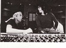Bob Welch (left) and recording engineer Jimmy Robinson at the Record Plant in Sausalito, California