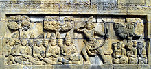 Relief sculpture from Borobudur temple, c. 760-830 AD Borobudur Relief Panel I.b119, 0972.jpg