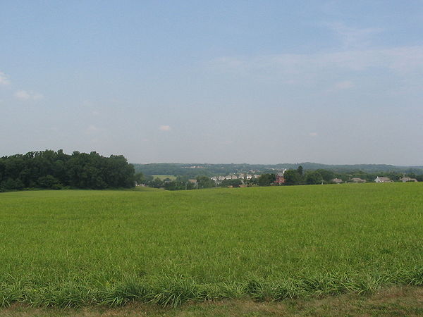 The battlefield today, south of Meeting House Hill