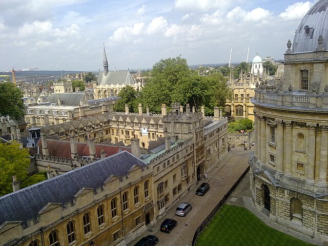 Brasenose College, viewed from St Mary's (in High Street). The entrance to Brasenose Lane is just to the right of the centre of the picture.