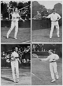 The British 1914 Davis Cup team consisting of Herbert Roper Barrett (top left), Algernon Kingscote (top right), James Cecil Parke (bottom left) and Theodore Mavrogordato (bottom right). British Davis Cup team 1914.jpg