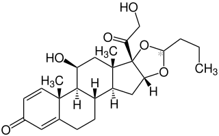 <span class="mw-page-title-main">Budesonide</span> Type of corticosteroid medication; group of stereoisomers