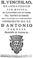 English: Capelli - Il Venceslao - libretto, Parma 1724 - title page