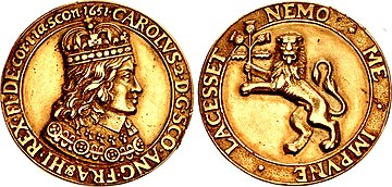 Cast gold coronation medal of Charles II, dated 1651