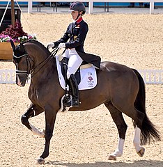 Great Britain's Charlotte Dujardin on Valegro, winners of the individual dressage and part of the team dressage