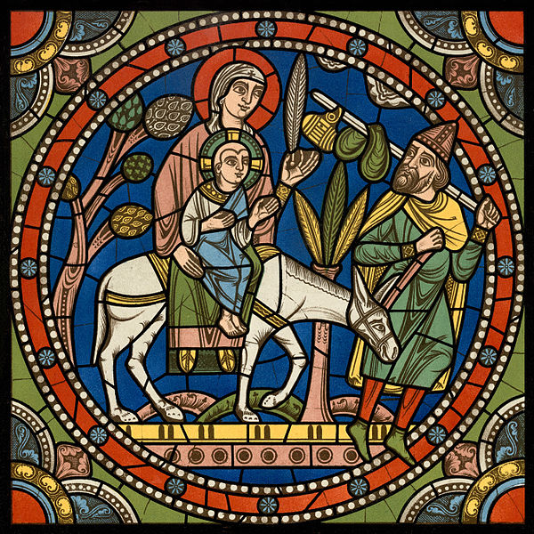 File:Chartres VITRAIL DE LA VIE DE JÉSUS-CHRIST Motiv 16 La fuite en Égypte (la Sainte Famille).jpg