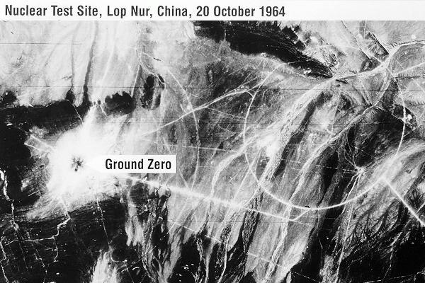 Satellite image of the testing site 4 days after China's first atomic bomb test