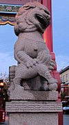 Chinese stone lions at the Chinatown gate in Victoria, British Columbia, Canada