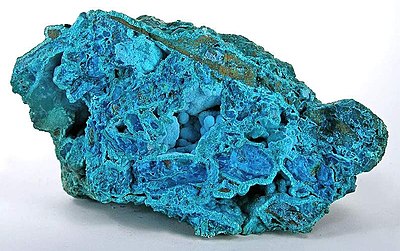 Chrysocolla and tyrolite, Santa Rosa-Huantajaya District, Chile