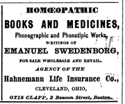 Advertisement for Otis Clapp's business operations, published in the 1868 Boston Directory