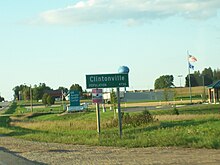 Sign on U.S. Route 45/Wisconsin Highway 22 ClintonvilleWisconsinSign.jpg