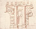 "Dessin de Giulio Romano, étude façade est de la cour du Palazzo del Te"