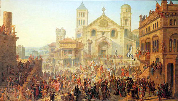 Beginning of the Republic of Metz. Election of the first Head-Alderman in 1289, by Auguste Migette. Metz was then a free imperial city of the Holy Rom