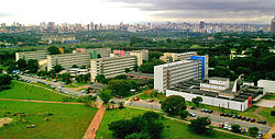 Looking east: Blocks A, B, C, D, E, F and G, the MAC in front on the right