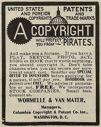 English: Copyright advertisement from the New ...