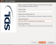 Création d'un projet pour la SDL 2.0.