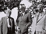 מורגנטאו עם ראש ממשלת ישראל דוד בן גוריון (משמאל) ועם שר האוצר אליעזר קפלן (מימין) בביקור בישראל באוקטובר 1948