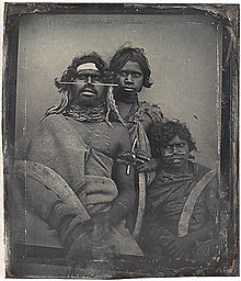 Douglas T Kilburn ( Aboriginal man and two companions photographed in Melbourne daguerreotype Douglas T Kilburn 'South-east Aboriginal man and two companions' 1847 daguerreotype 7.8.jpg