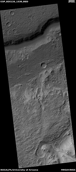 Close up view of part of delta from the previous image, as seen by HiRISE under HiWish program