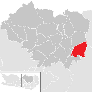 Lage der Gemeinde Eberstein (Kärnten) im Bezirk Sankt Veit an der Glan (anklickbare Karte)