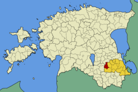 Map of Estonia, position of Valgjärve highlighted